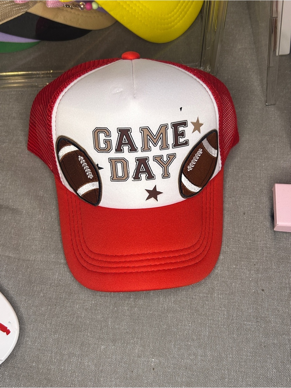 GAME DAY Red Football Trucker Hat